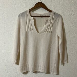 Cortland Park | Pintuck Pleated Cashmere Blouse M